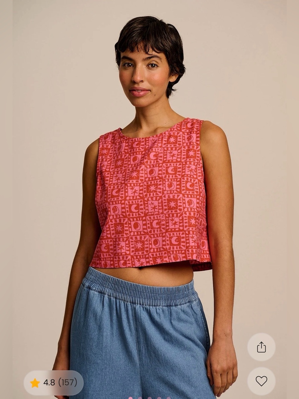 Arden Cotton Shell Top in Orange & Pink Stripes